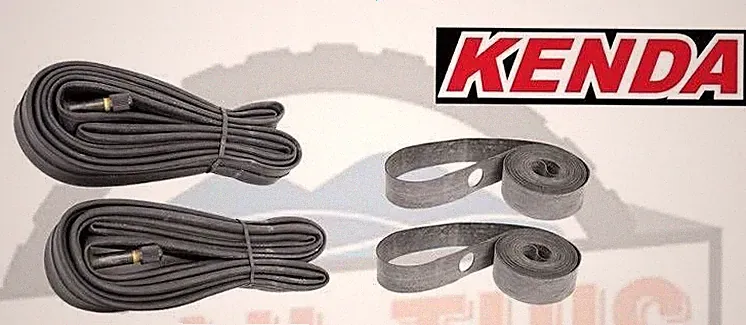 2 Kenda 27x1-1/4" Road Bicycle Inner Tubes + 2-Pack Kenda 27" Rim Strips Pack