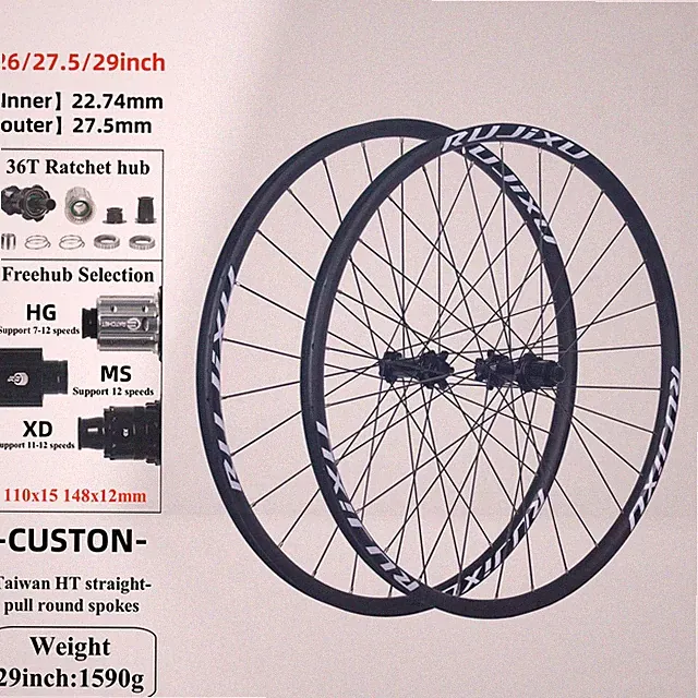 26/27.5/29inch Mountain Bike Wheelset Disc Brake 28 Holes Tubeless Clincher