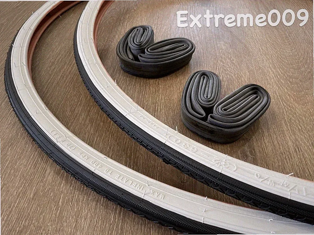 27 x 1 1/4 Bicycle White Wall Tires & Tubes for 27" Road Bikes & other 27x1 1/4