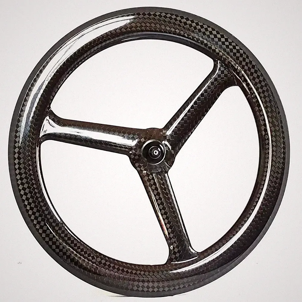 700C 3 Spokes 27*69mm TT Road Track Fixed Gear Bicycle Disc V Brake Carbon Wheel