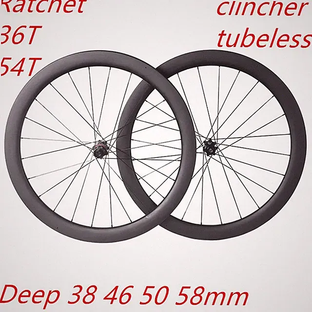 700C Ratchet 36T 54T Deep 38-58mm Carbon Wheelset Road Bike Disc Brake Wheel