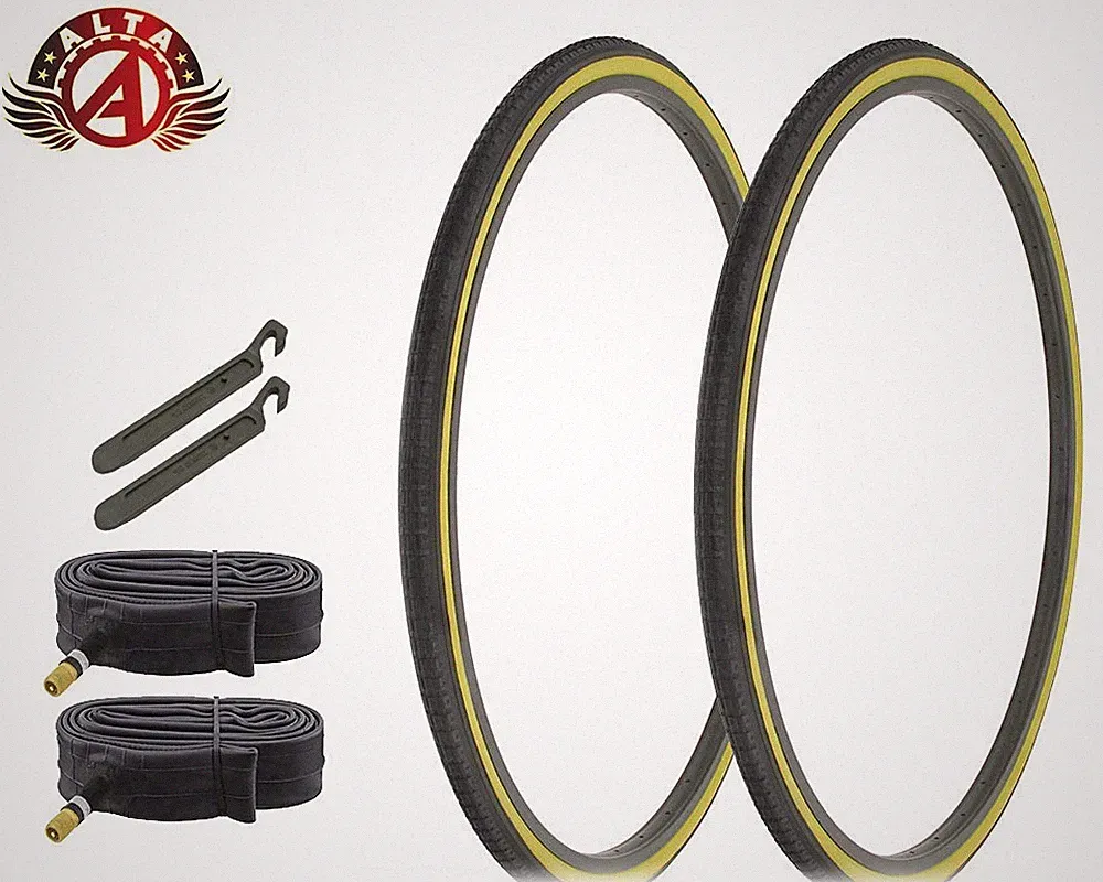 ALTA BICYCLE 27 x 1-1/4 BLACK/GUM CITY GLIDER TIREs w/33mm SCHRADER Tubes (6pc).