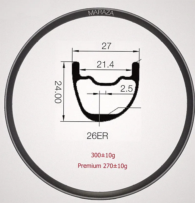 Carbon Mountain Bicycle Disc Rims 26er 27x24mm Tubeless Bicycle Wheel Rim