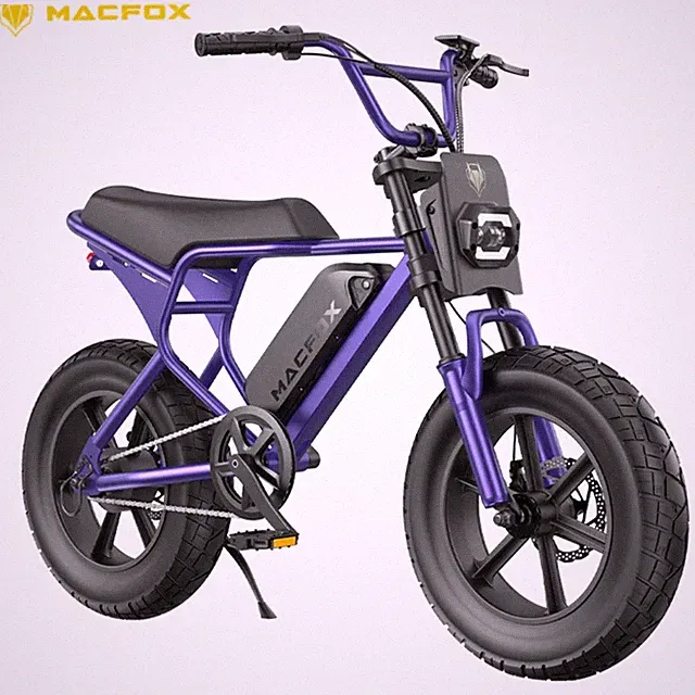 Macfox E-Bike M16 Peak Power 750W 20mph 48V 10.4Ah w/ 16"x 4.0" Fat Tires Purple