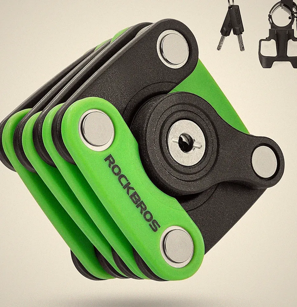 ROCKBROS Folding Bike Lock,Anti-Theft Foldable Steel Lock with Key & Bracket 27"