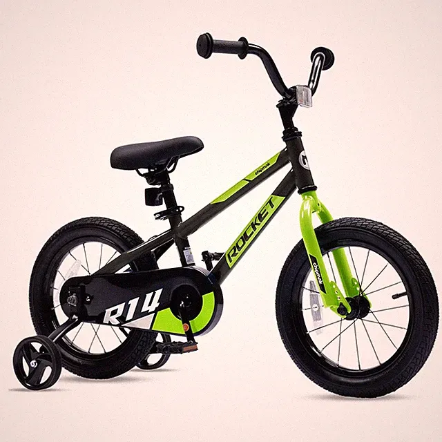 RoyalBaby Rocket Outdoor Children's Bike with Training Wheels, 14 Inch, Black
