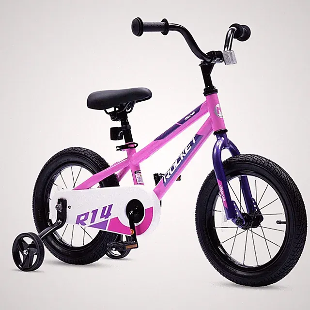 RoyalBaby Rocket Outdoor Children's Bike with Training Wheels, 14 Inch, Pink