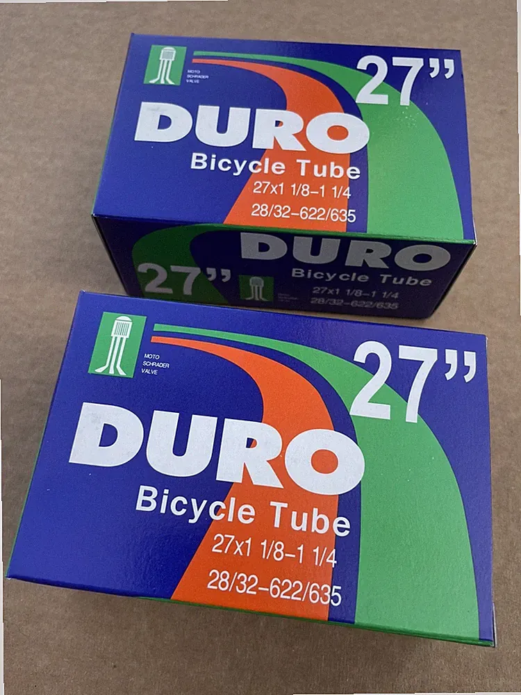 Two (2) - 27” x 1 1/4 Schrader Valve 32mm Road Bicycle Inner Tubes DURO Quality