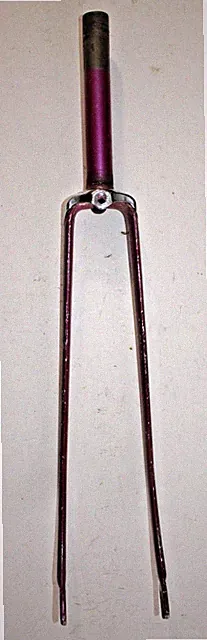 Vintage Touring Road Bike Fork 27" 1" Threaded 167mm Magenta Steel!